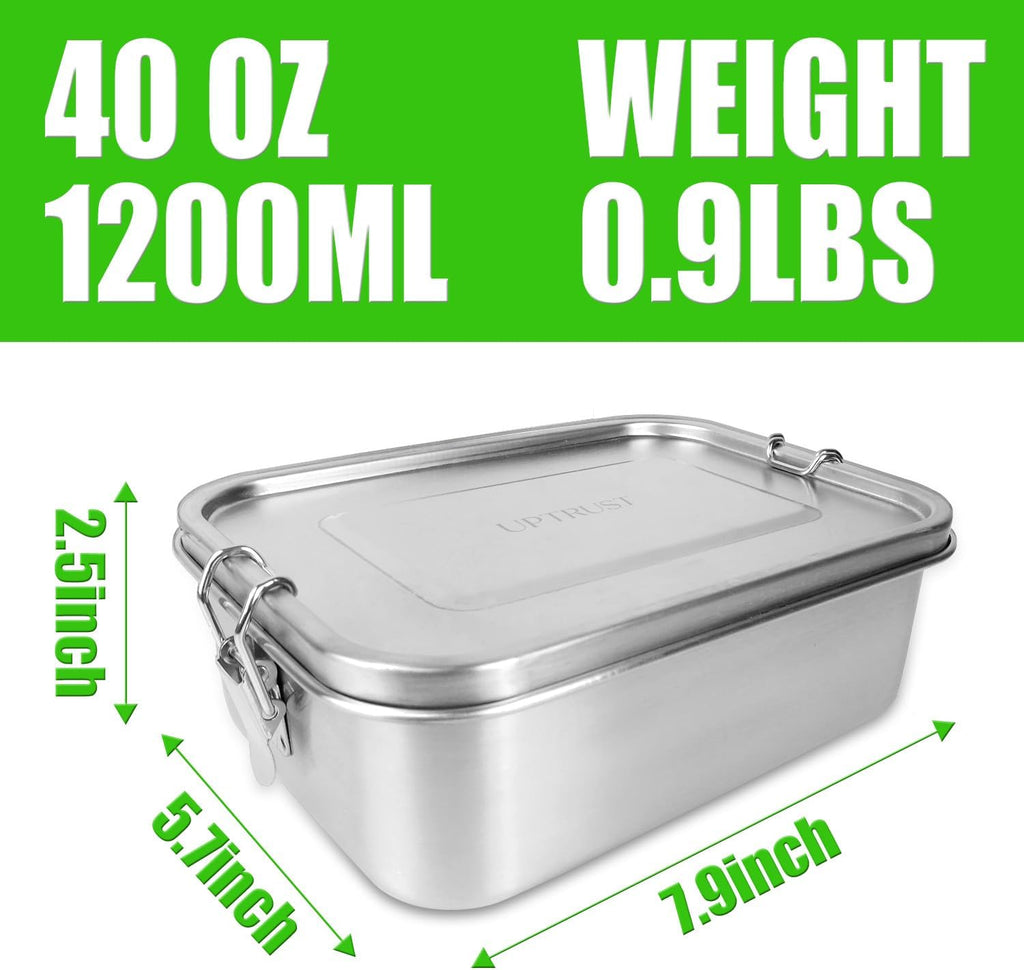 Stainless Steel Snack Containers with Lids – 3-Compartment Set