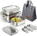 Stainless Steel Bento Box Set with Lids – 3 Pack
