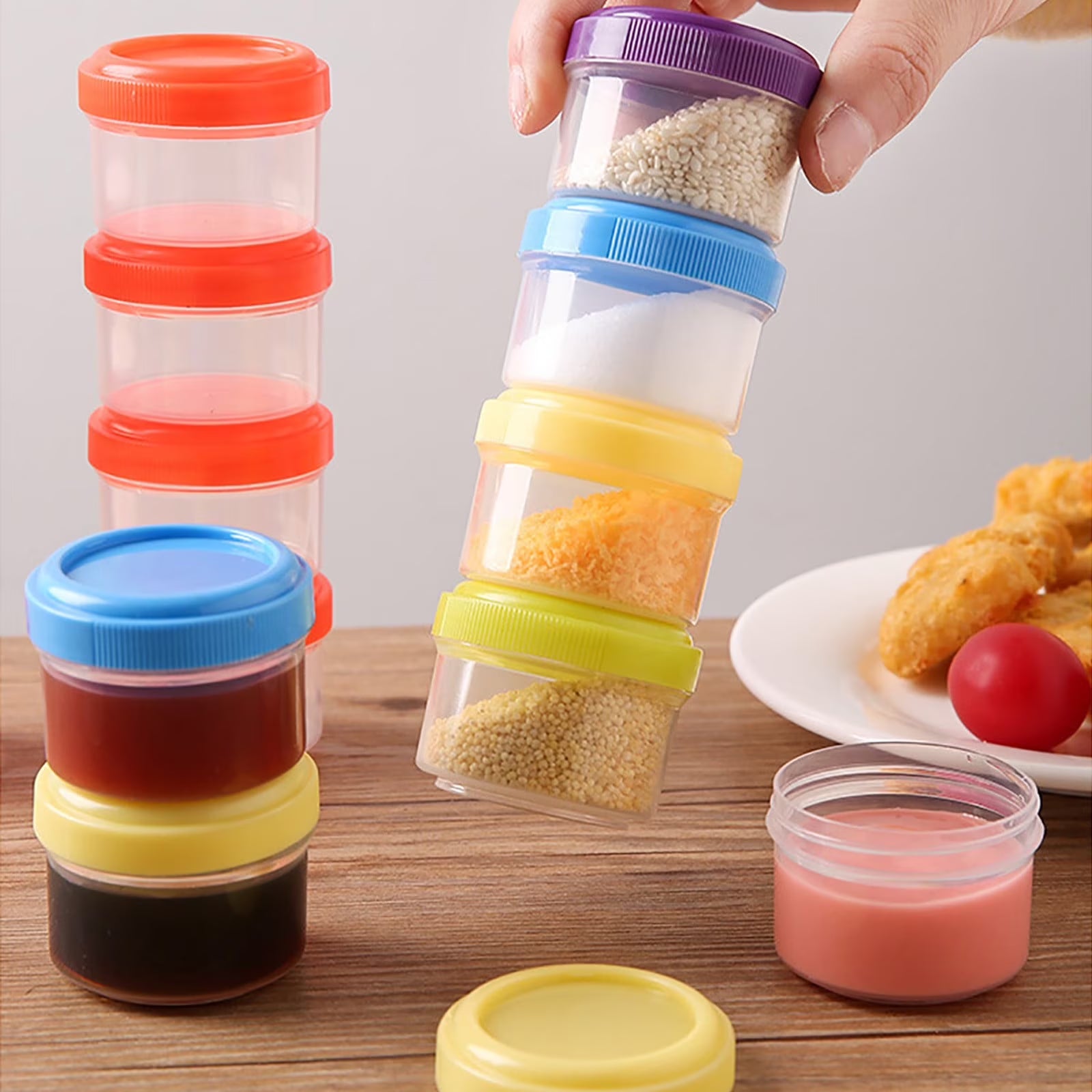 Reusable Travel Condiment Containers with Lids – 4 Piece Set