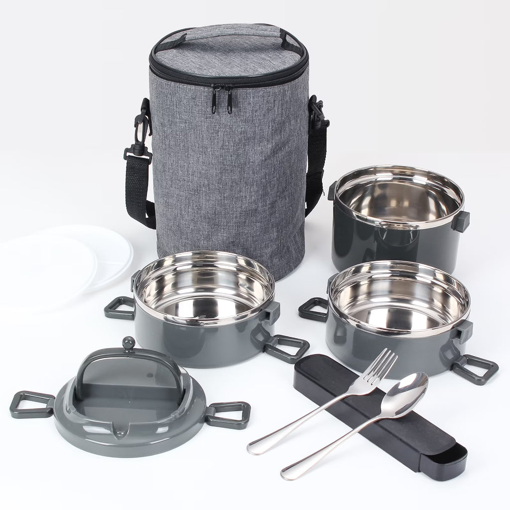 Stackable Stainless Steel Bento Lunch Box – 3 Layer Set