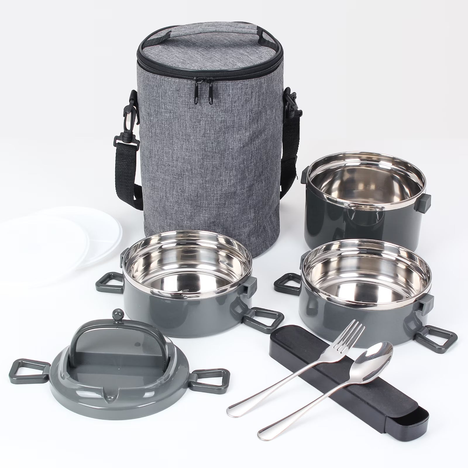 Stackable Stainless Steel Bento Lunch Box – 3 Layer Set