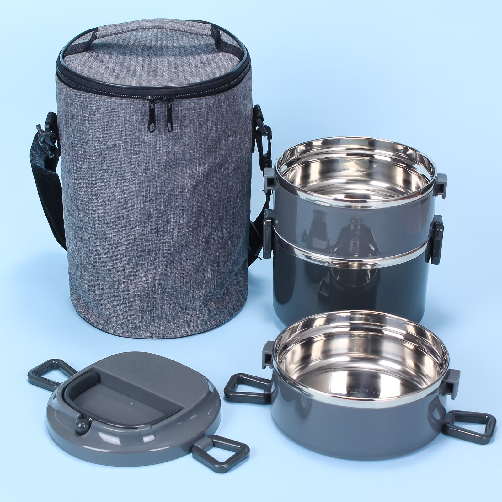 Stackable Stainless Steel Bento Lunch Box – 3 Layer Set
