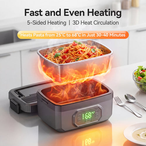 Electric Heated Lunch Box with Removable Divider – 5.1 Cup