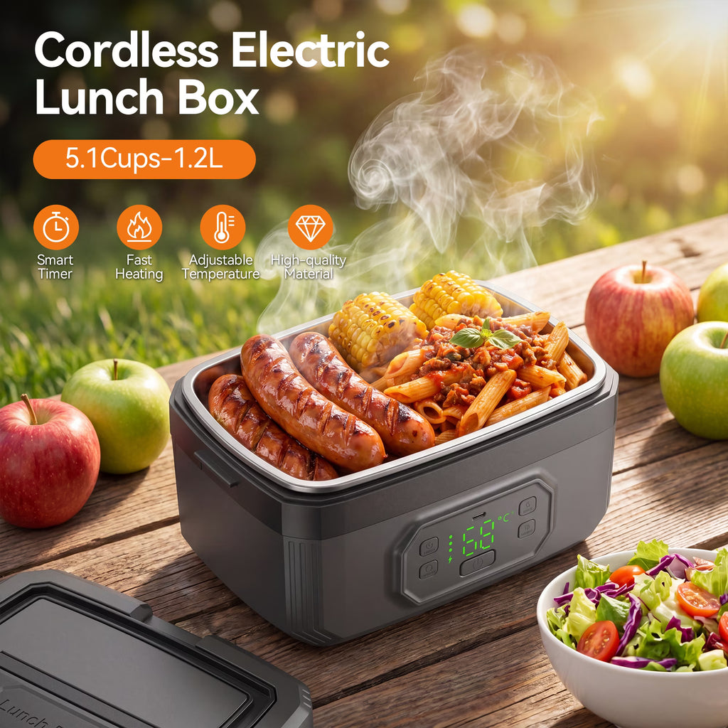 Electric Heated Lunch Box with Removable Divider – 5.1 Cup