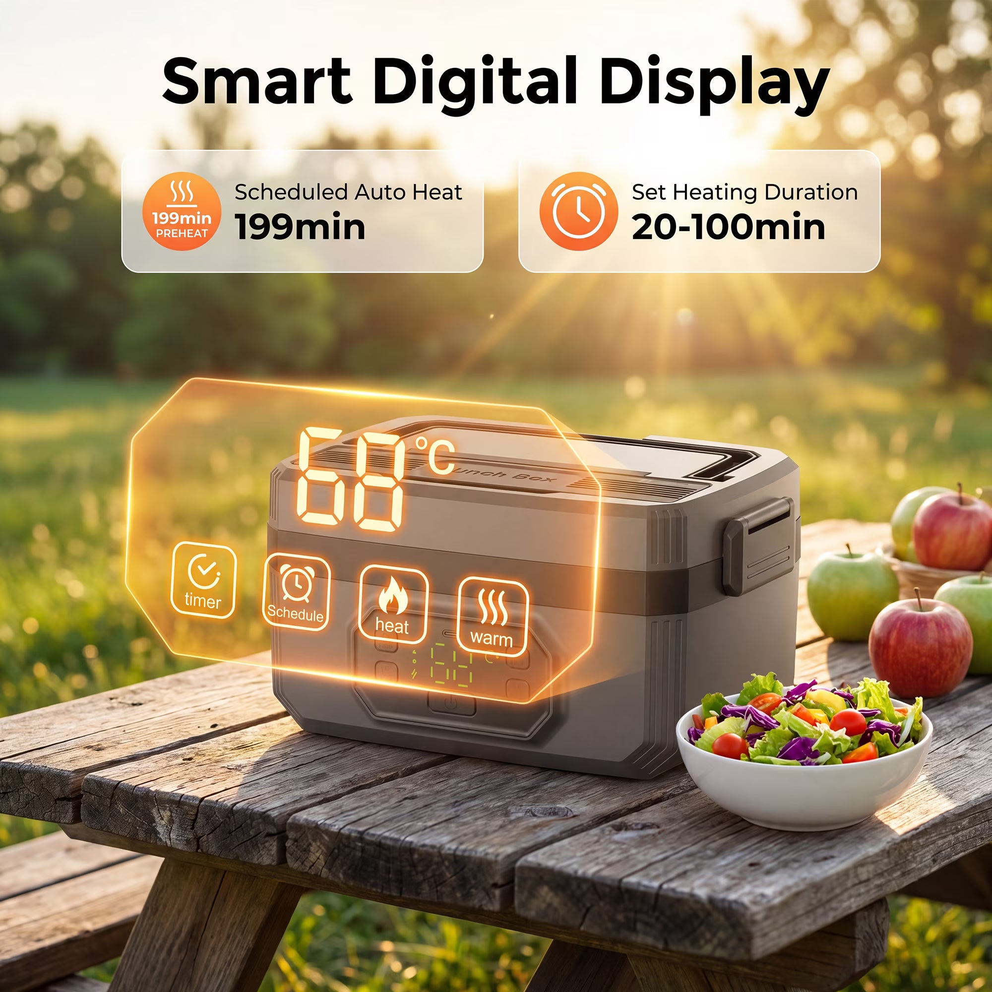 Electric Heated Lunch Box with Removable Divider – 5.1 Cup