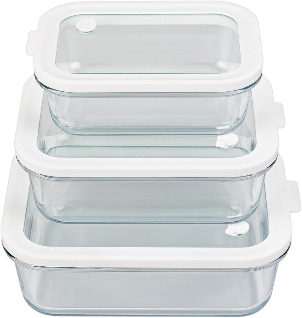 Glass Food Storage Containers with Glass Lids – 3 Piece Set