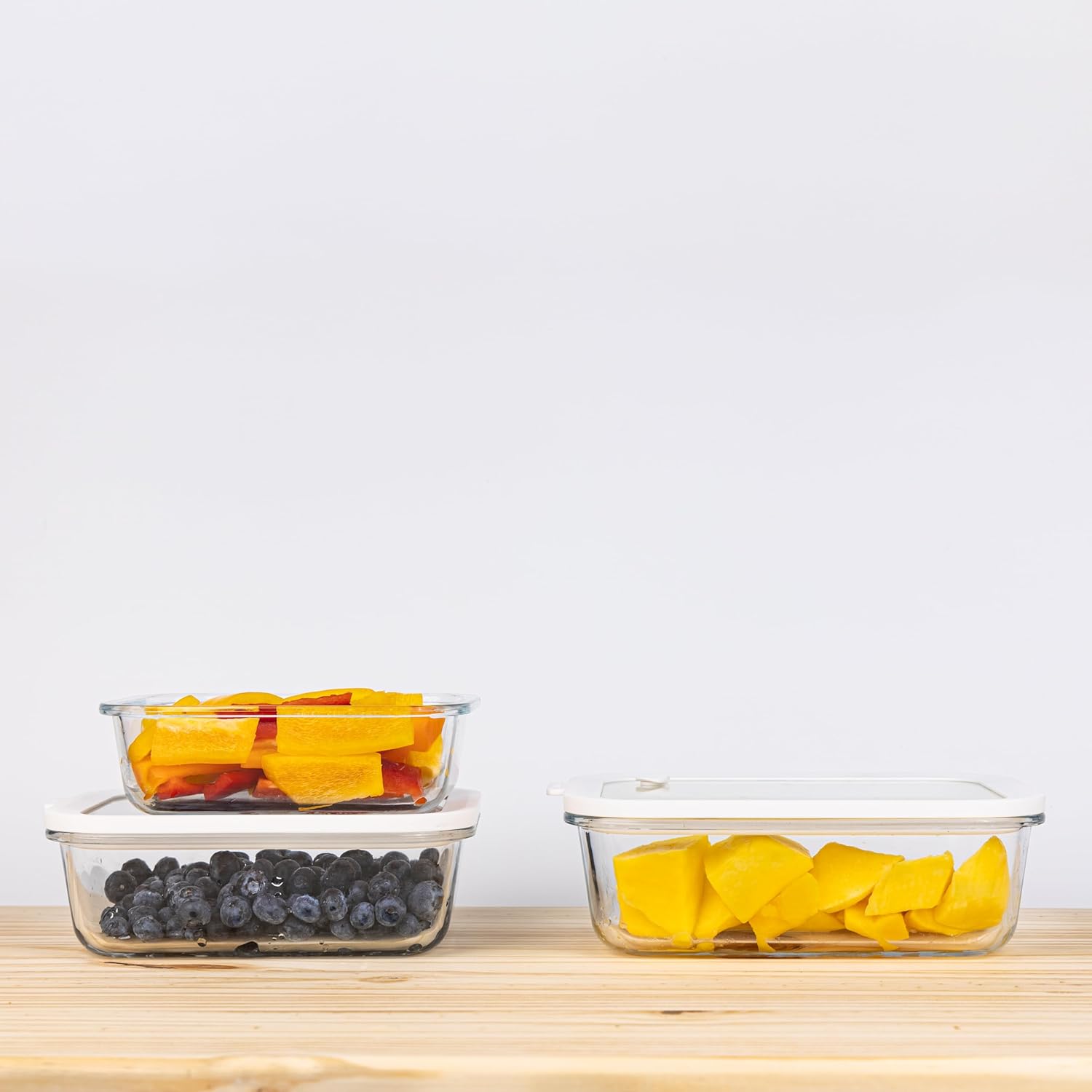 Glass Food Storage Containers with Glass Lids – 3 Piece Set