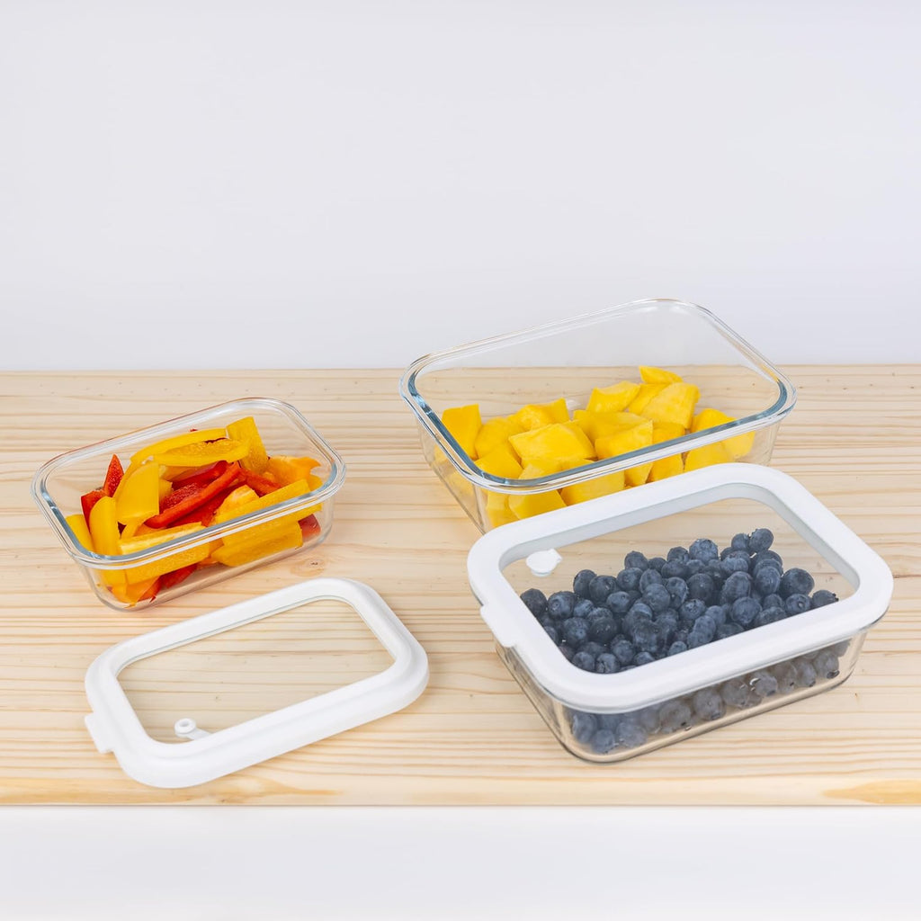 Glass Food Storage Containers with Glass Lids – 3 Piece Set