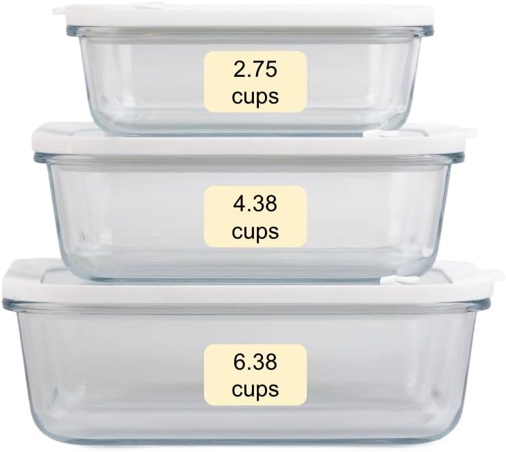 Glass Food Storage Containers with Glass Lids – 3 Piece Set
