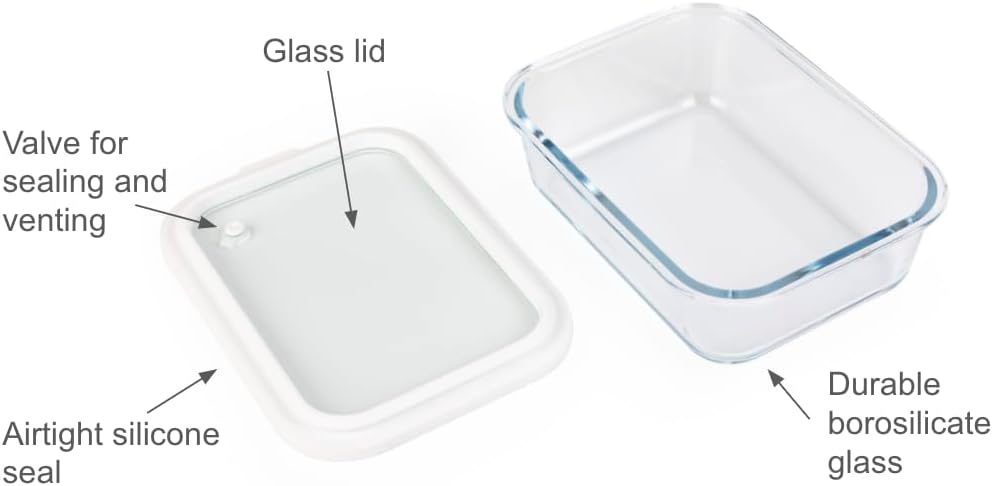 Glass Food Storage Containers with Glass Lids – 3 Piece Set