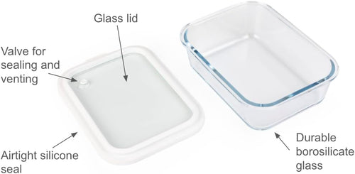 Glass Food Storage Containers with Glass Lids – 3 Piece Set