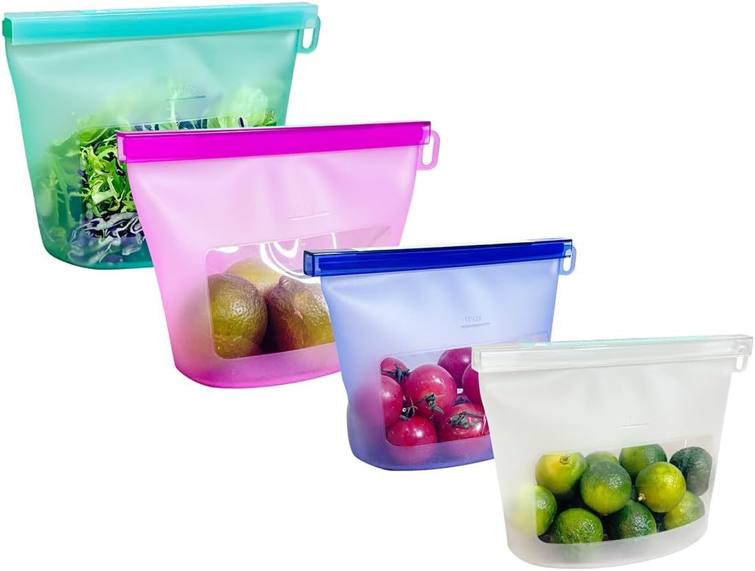 Reusable Silicone Food Storage Bags – 4 Piece Set