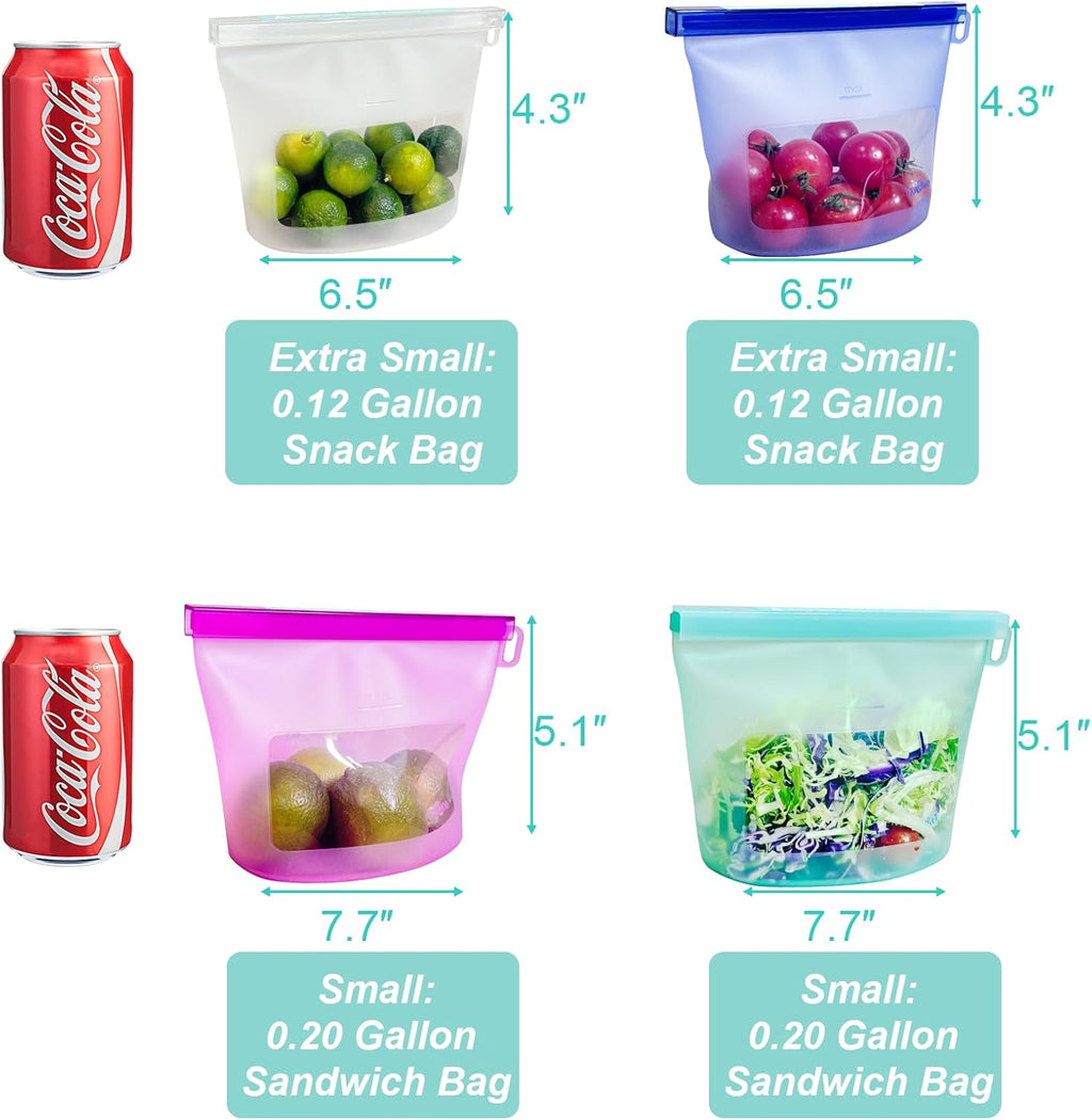 Reusable Silicone Food Storage Bags – 4 Piece Set